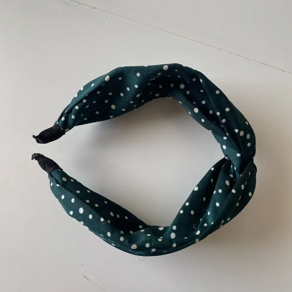 Green Polka Dot Knot Headband